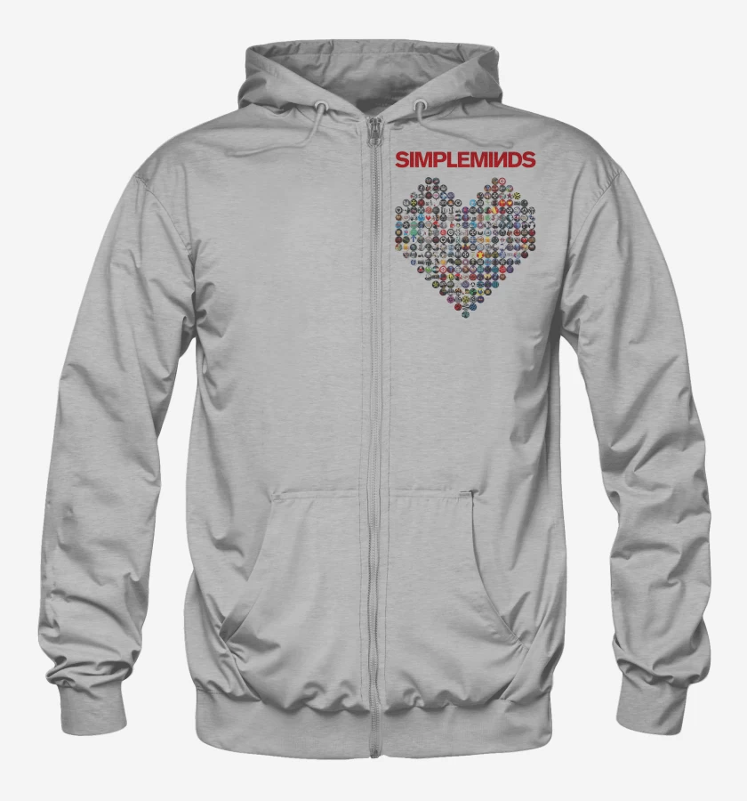Poleron Canguro con cierre Gris Melange de Simple Minds Heart