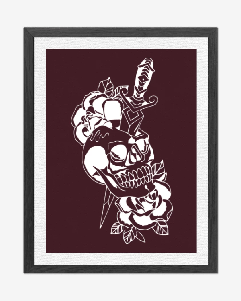 Cuadro decorativo Burdeo de Dagger skull