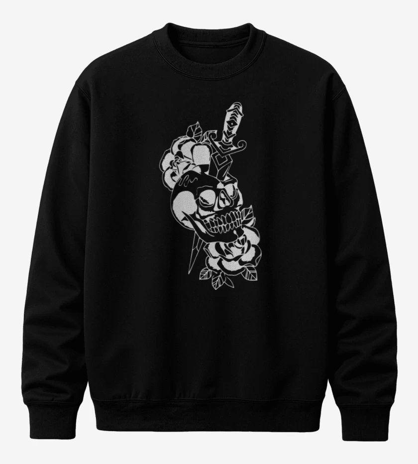 Poleron polo Negro de Dagger skull