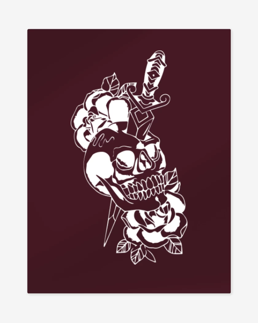 Print metalico Burdeo de Dagger skull