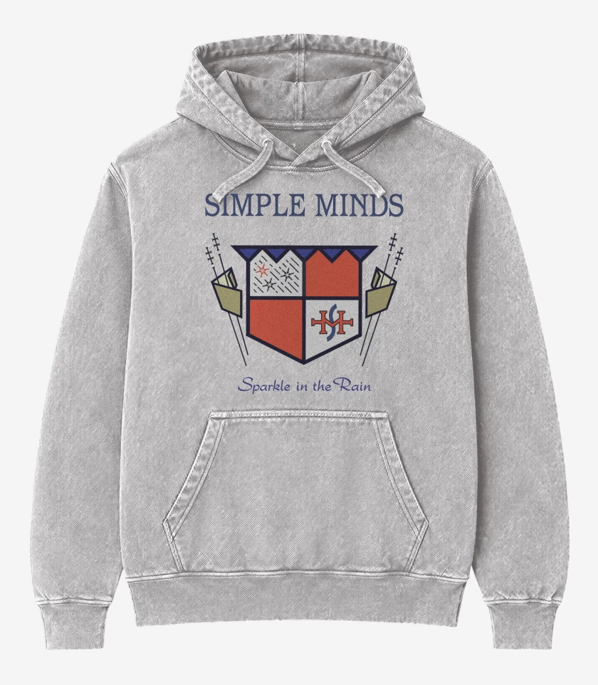 Poleron Canguro Acid Wash Gris Melange de Simple Minds Sparkle in the Rain