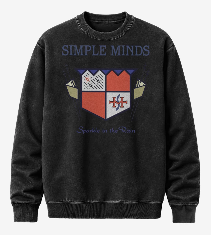 Poleron Polo Acid Wash Negro de Simple Minds Sparkle in the Rain