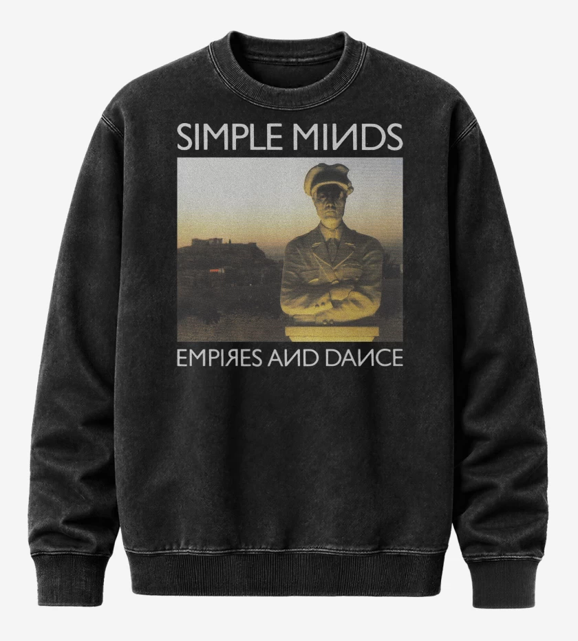 Poleron Polo Acid Wash Negro de Simple Minds Empires and Dance