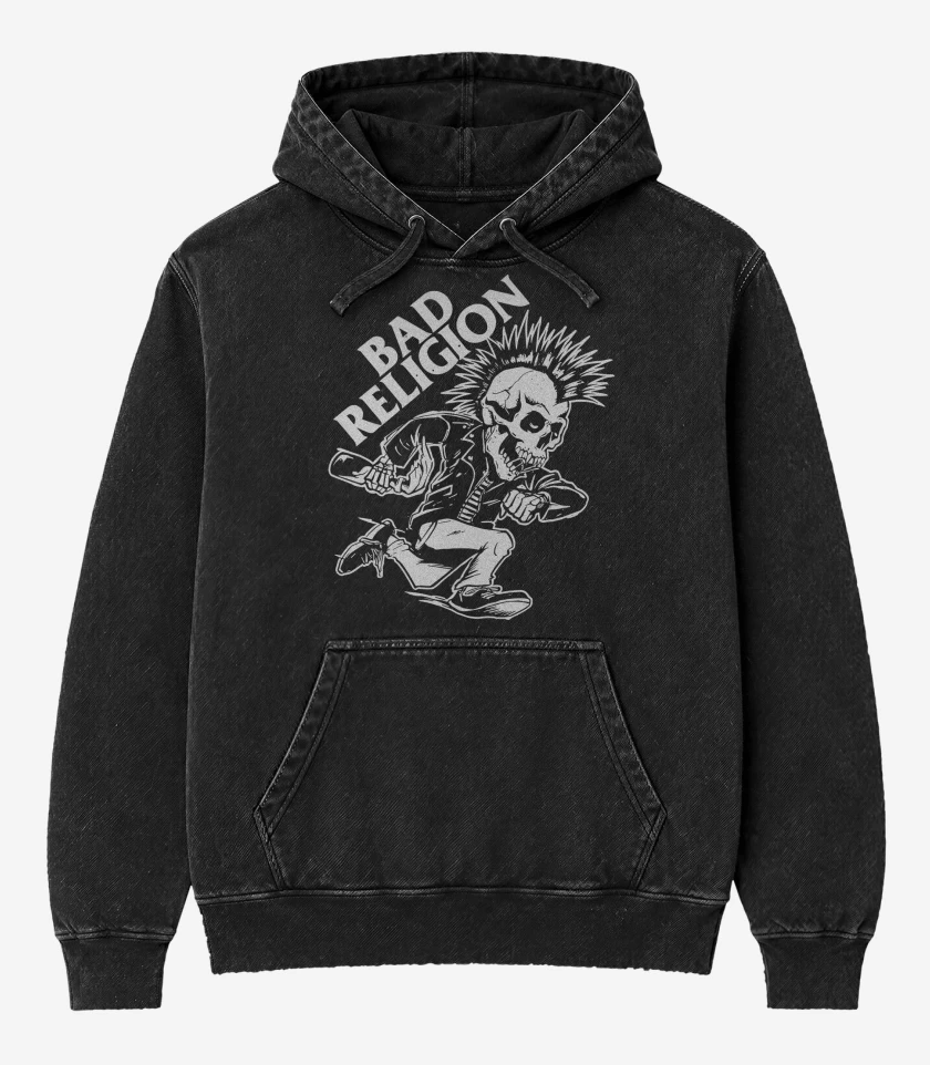 Poleron Canguro Acid Wash Negro de Bad Religion Punky
