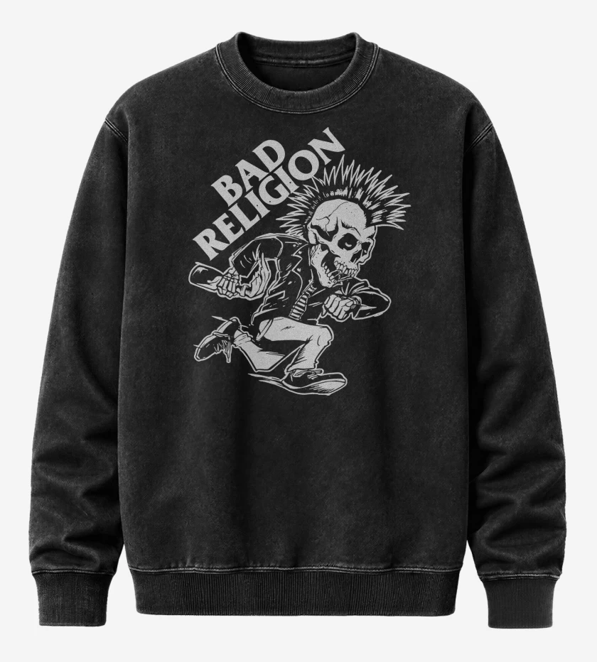 Poleron Polo Acid Wash Negro de Bad Religion Punky