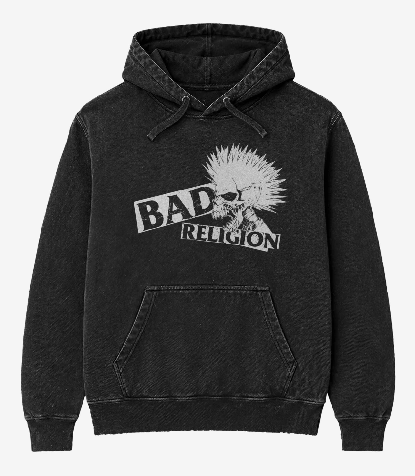 Poleron Canguro Acid Wash Negro de Bad Religion Punk