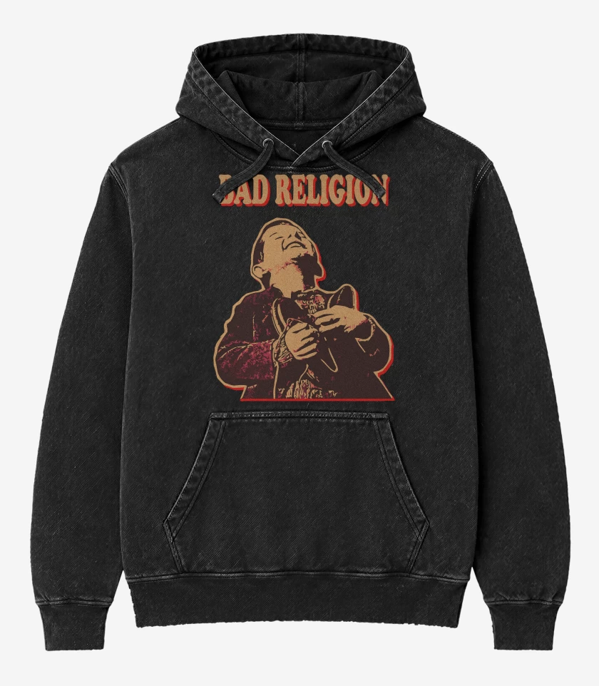 Poleron Canguro Acid Wash Negro de Bad Religion Kid