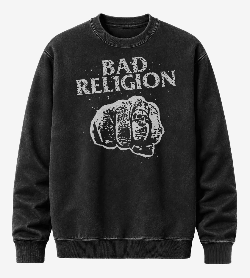 Poleron Polo Acid Wash Negro de Bad Religion Fist