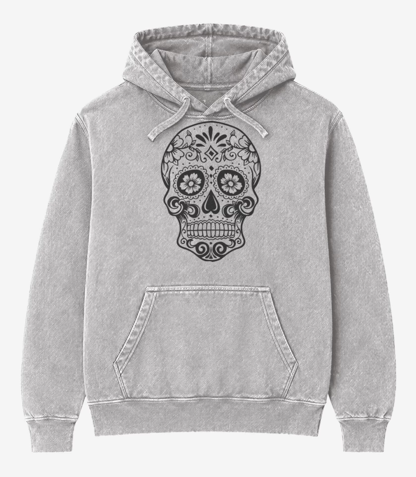 Poleron Canguro Acid Wash Gris Melange de Calaca 8