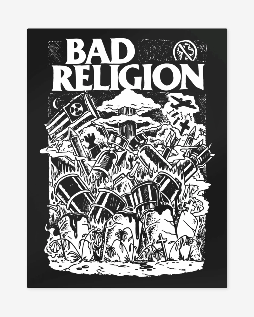 Print metalico Negro de Bad Religion Nuclear Garden