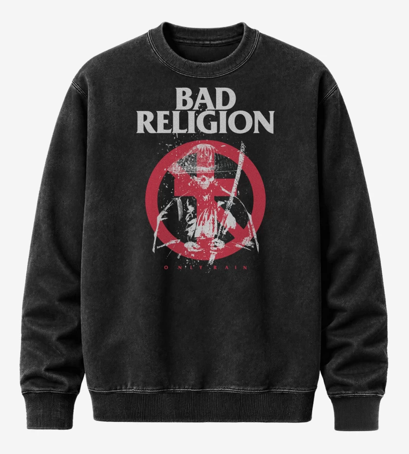 Poleron Polo Acid Wash Negro de Bad Religion Only Rain