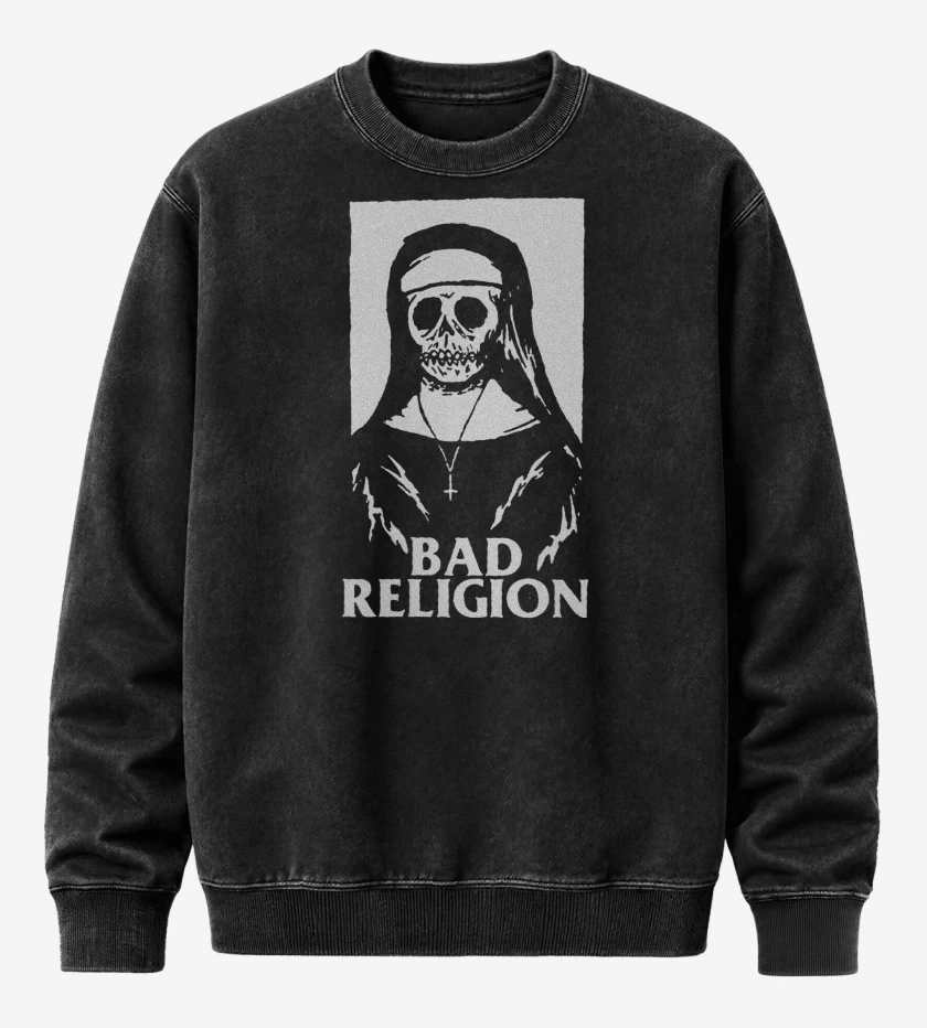 Poleron Polo Acid Wash Negro de Bad Religion Monja