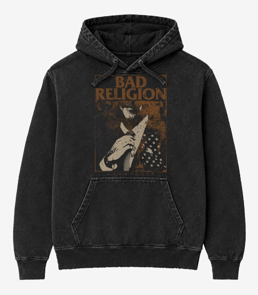 Poleron Canguro Acid Wash Negro de Bad Religion Candidate