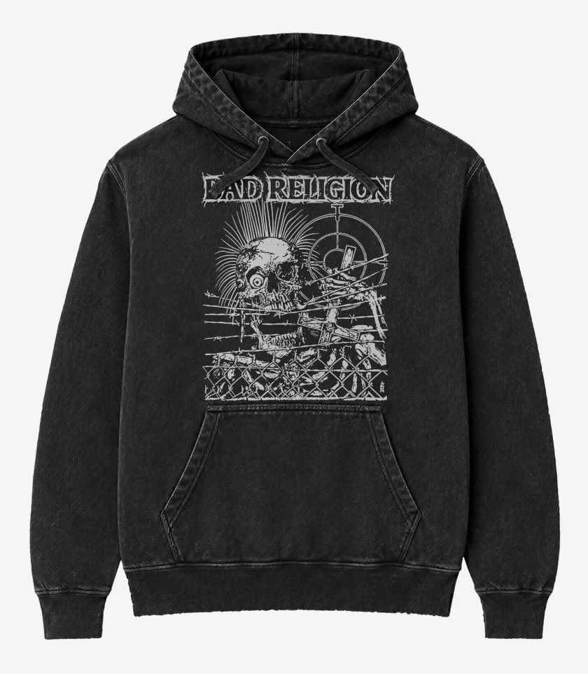 Poleron Canguro Acid Wash Negro de Bad Religion Calavera