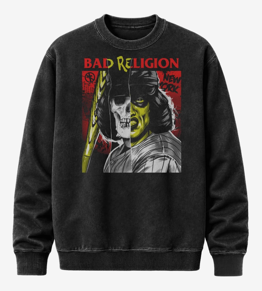 Poleron Polo Acid Wash Negro de Bad Religion The Warriors