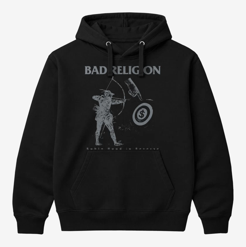 Polerón Canguro Negro de Bad Religion Robin Hood 