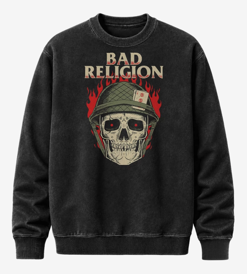 Poleron Polo Acid Wash Negro de Bad Religion Soldier