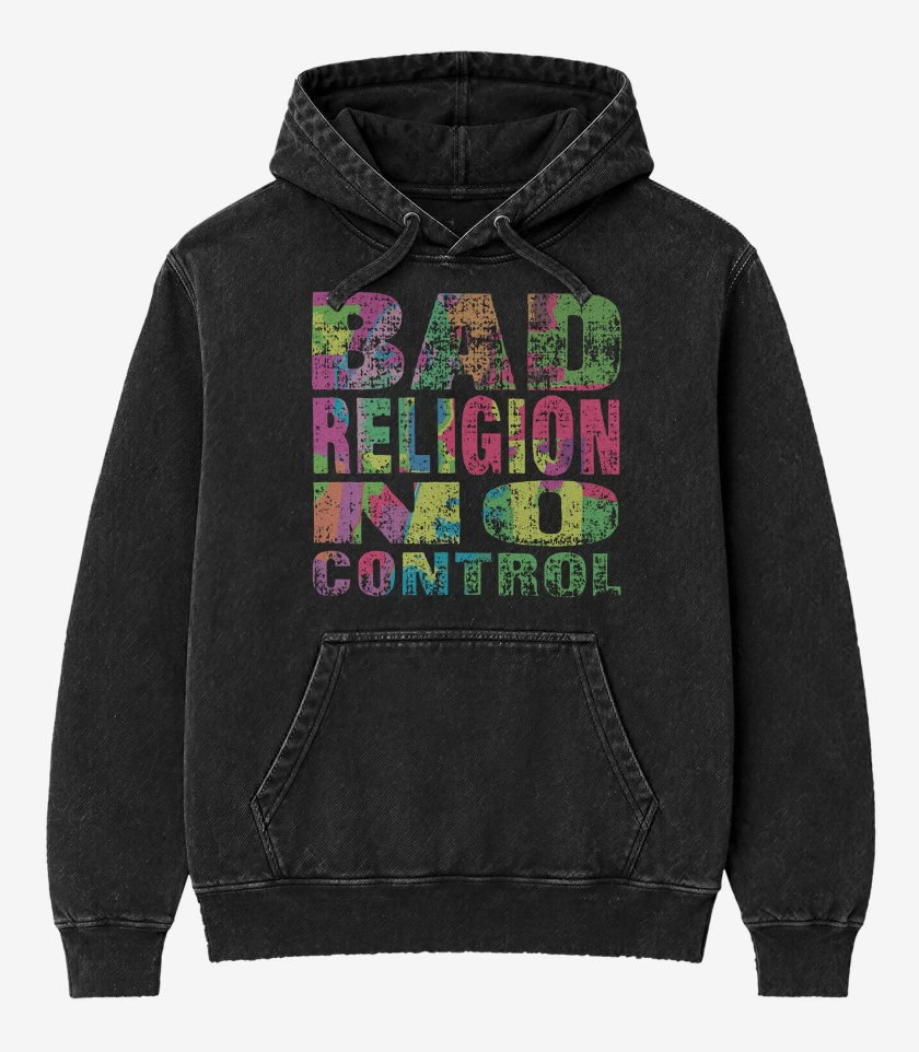 Poleron Canguro Acid Wash Negro de Bad Religion No Control