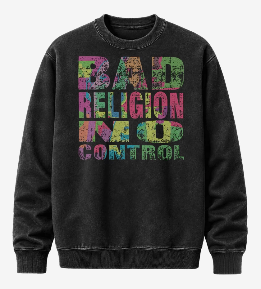 Poleron Polo Acid Wash Negro de Bad Religion No Control