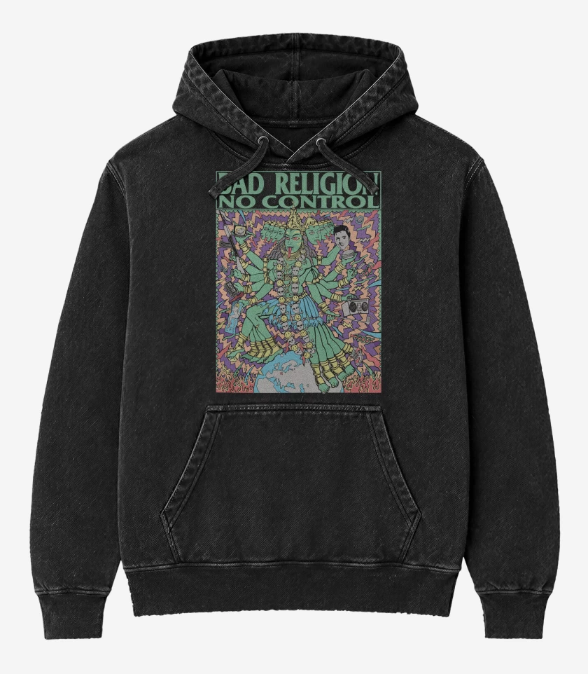 Poleron Canguro Acid Wash Negro de Bad Religion No Control Tour