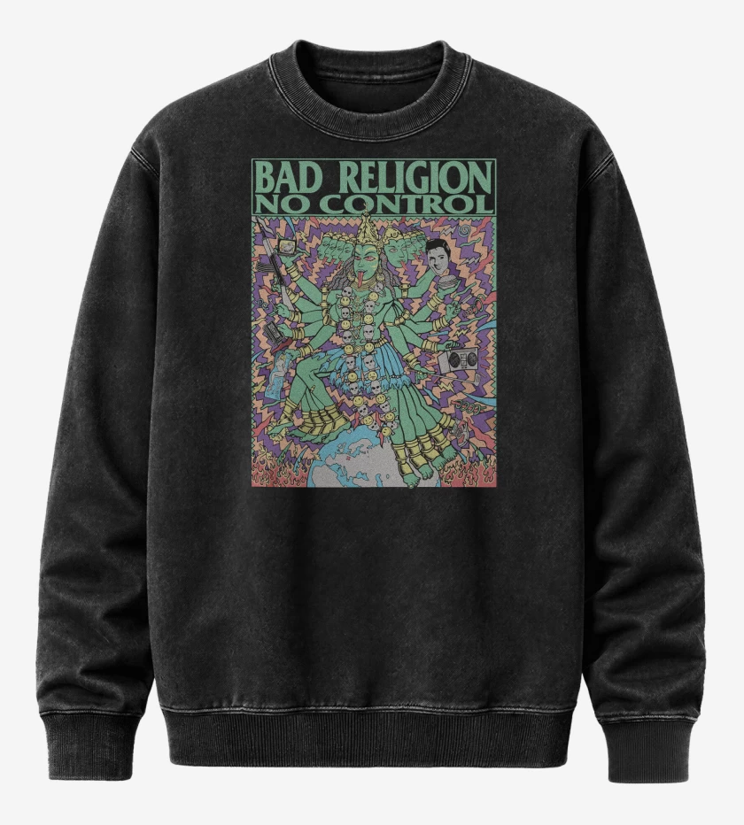Poleron Polo Acid Wash Negro de Bad Religion No Control Tour