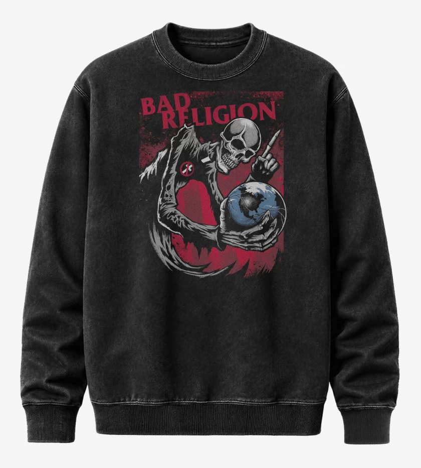 Poleron Polo Acid Wash Negro de Bad Religion True