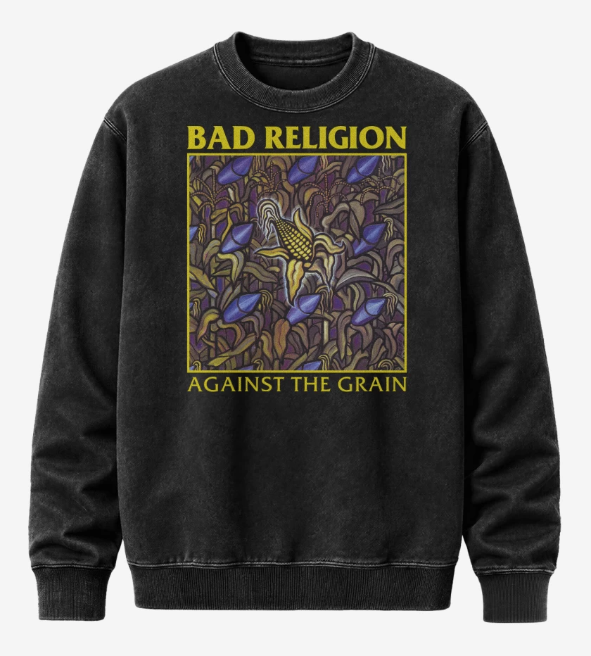 Poleron Polo Acid Wash Negro de Bad Religion Against the Grain