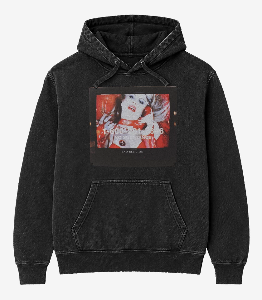 Poleron Canguro Acid Wash Negro de Bad Religion No Substance