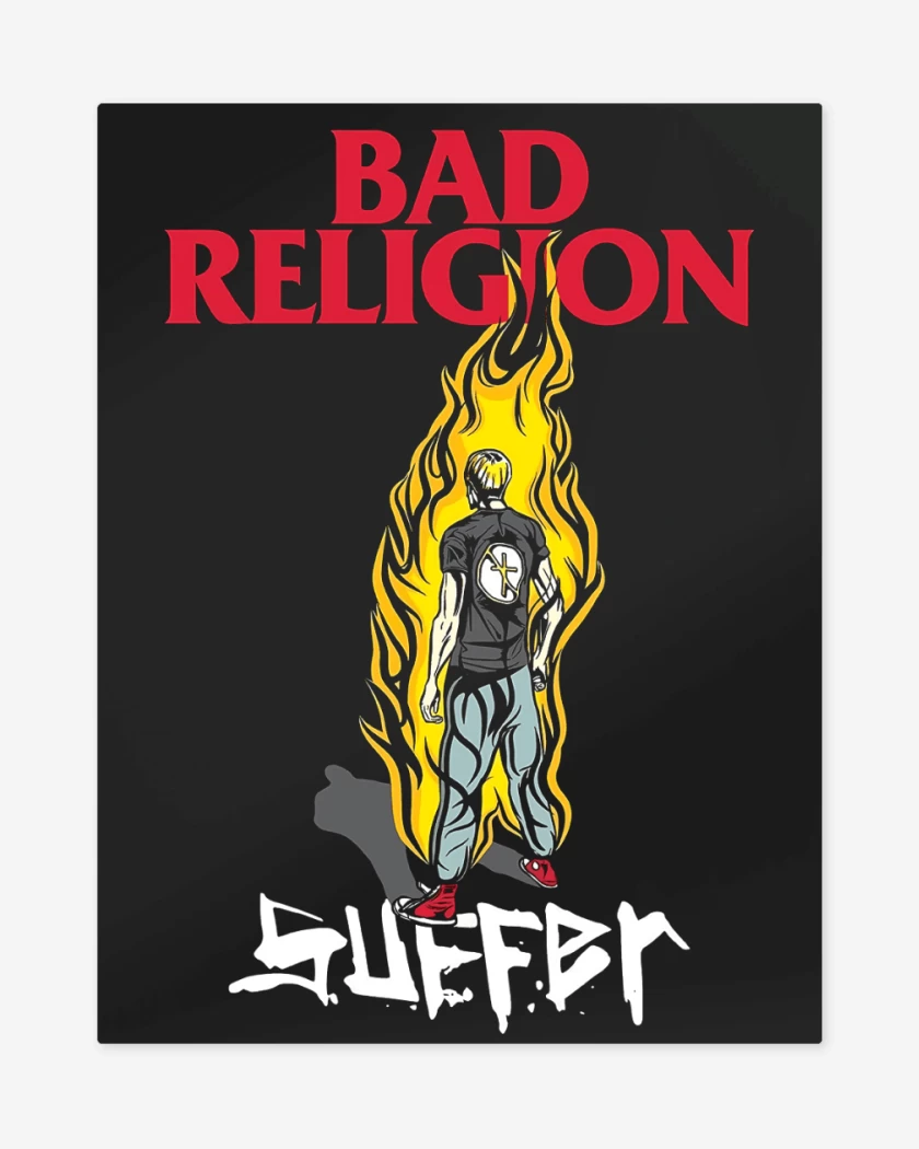 Print metalico Negro de Bad Religion Suffer Kid v1