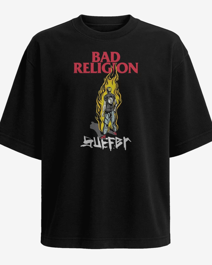 Polera Oversize Negro de Bad Religion Suffer Kid v1