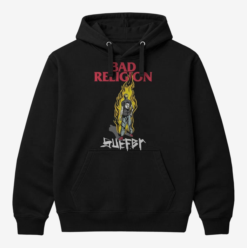 Polerón Canguro Negro de Bad Religion Suffer Kid v1