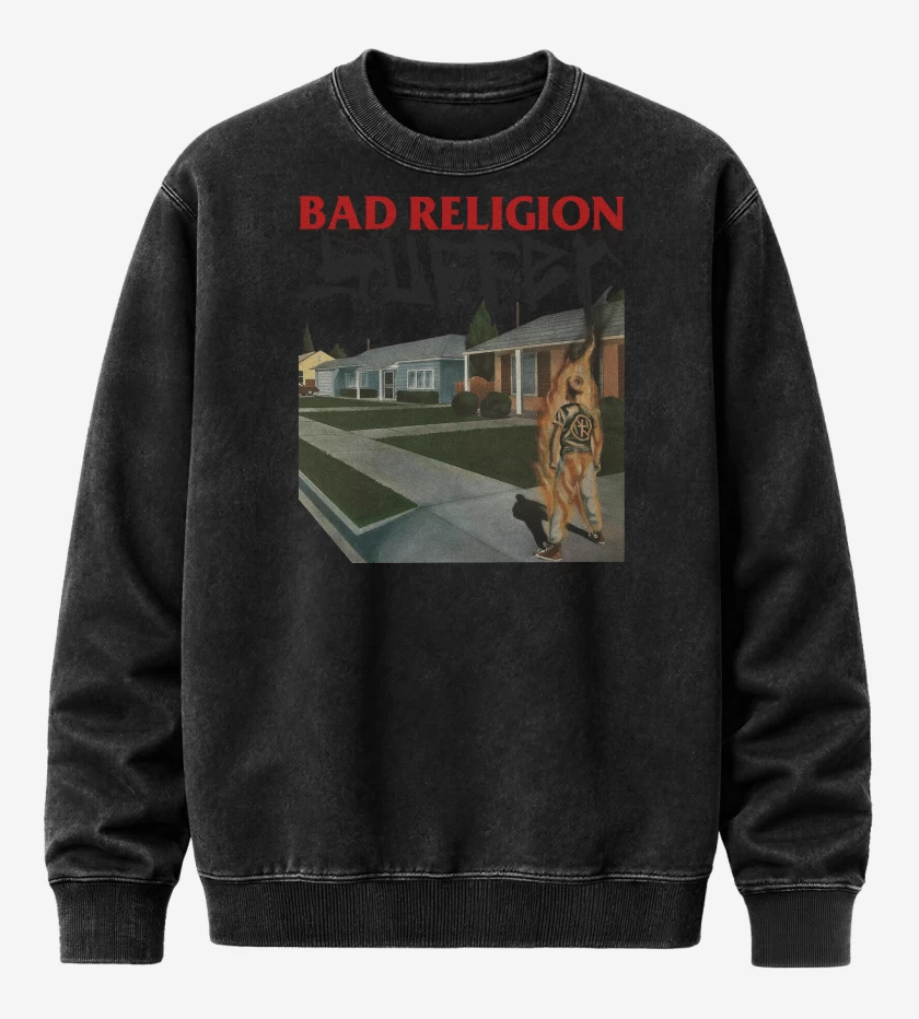 Poleron Polo Acid Wash Negro de Bad Religion Suffer B