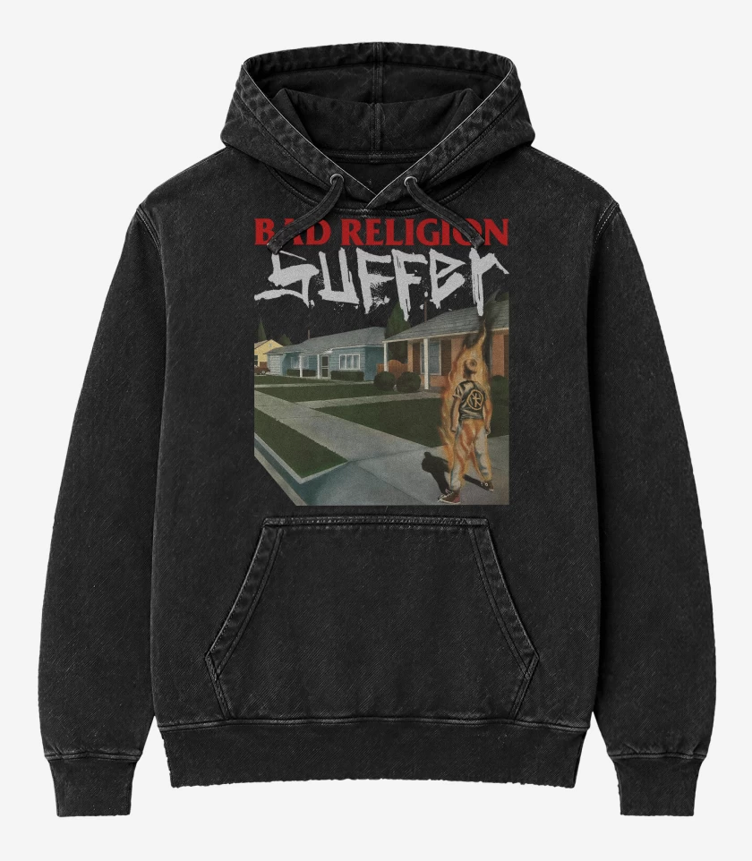 Poleron Canguro Acid Wash Negro de Bad Religion Suffer