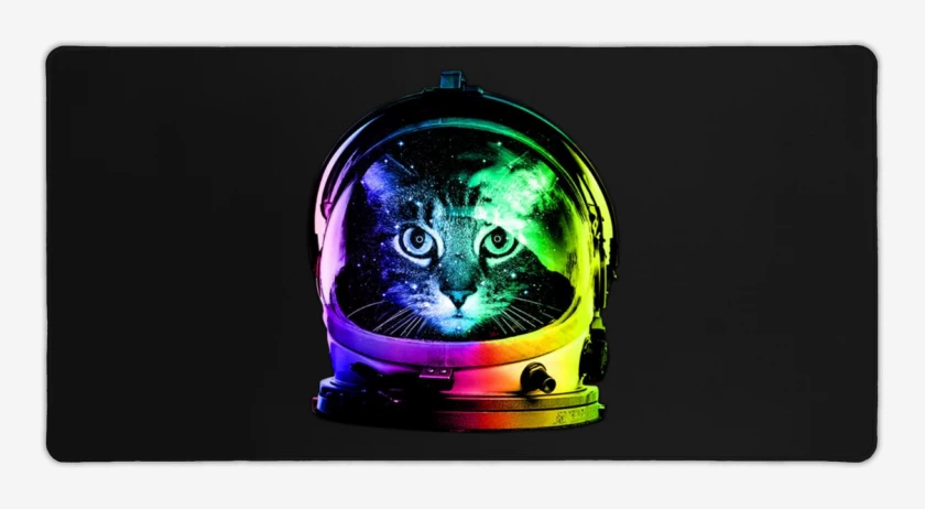 Mouse pad Gamer Negro de Gatito espacio