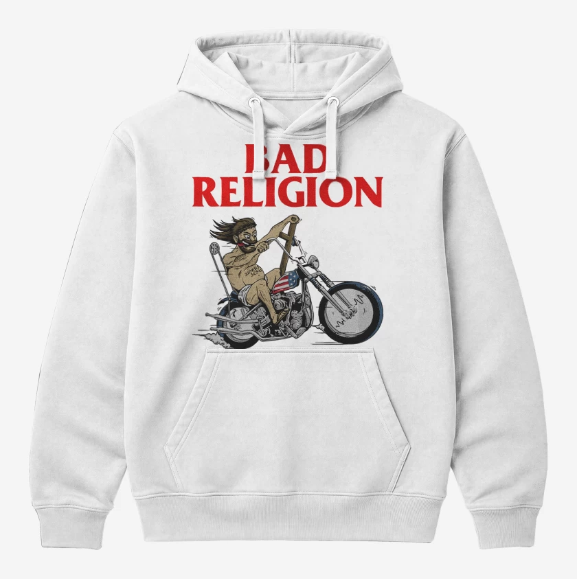 Polerón Canguro Blanco de Bad Religion Jesus Motor