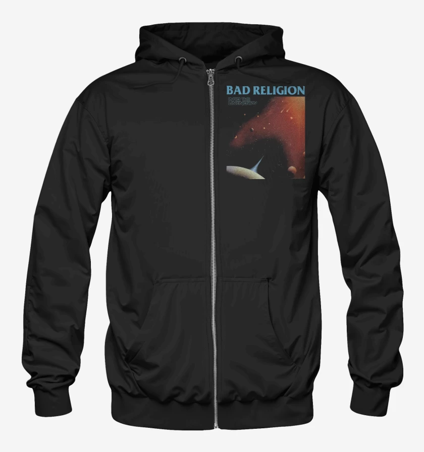 Poleron Canguro con cierre Negro de Bad Religion Into the Unknown