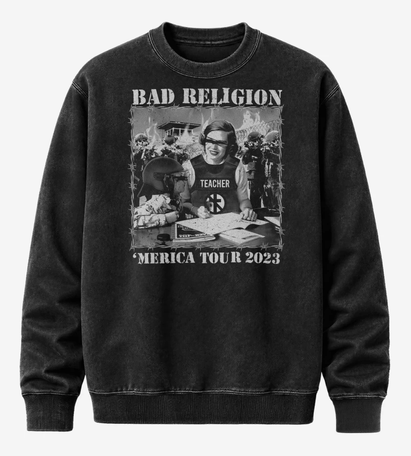 Poleron Polo Acid Wash Negro de Bad Religion Merica Tour