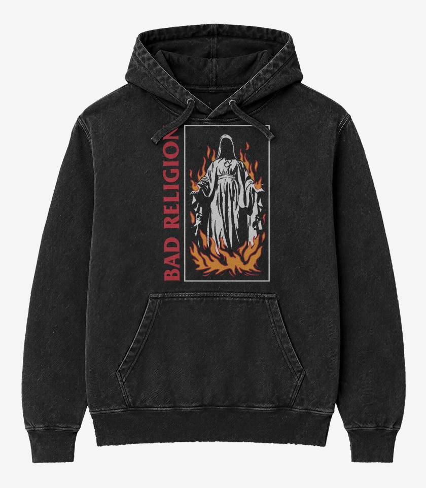 Poleron Canguro Acid Wash Negro de Bad Religion Virgin