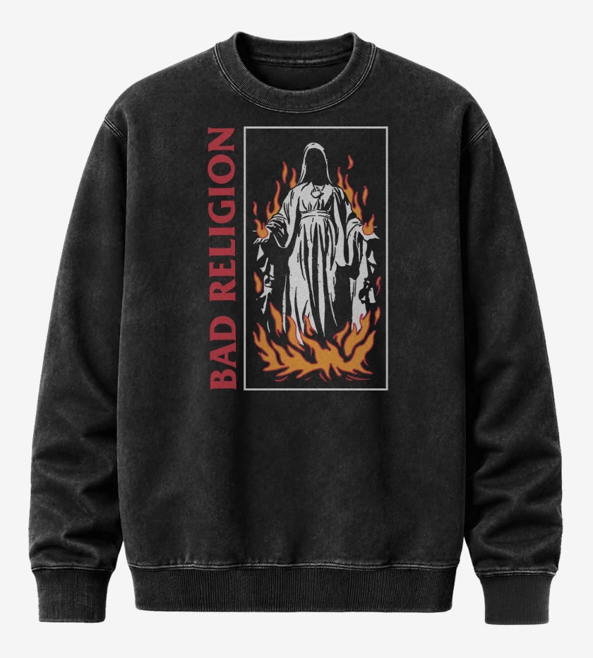 Poleron Polo Acid Wash Negro de Bad Religion Virgin