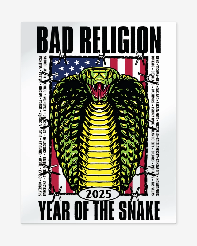Print metalico Blanco de Bad Religion Snake 