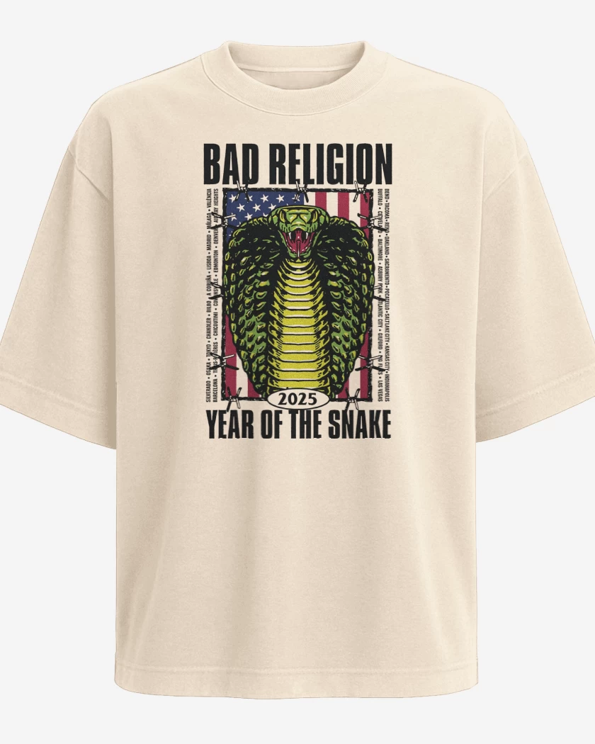Polera Oversize Beige de Bad Religion Snake 