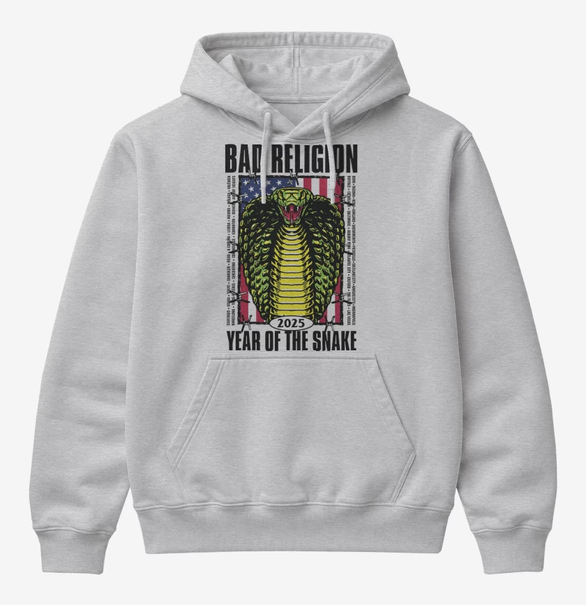 Poleron Canguro básico Gris Melange de Bad Religion Snake 
