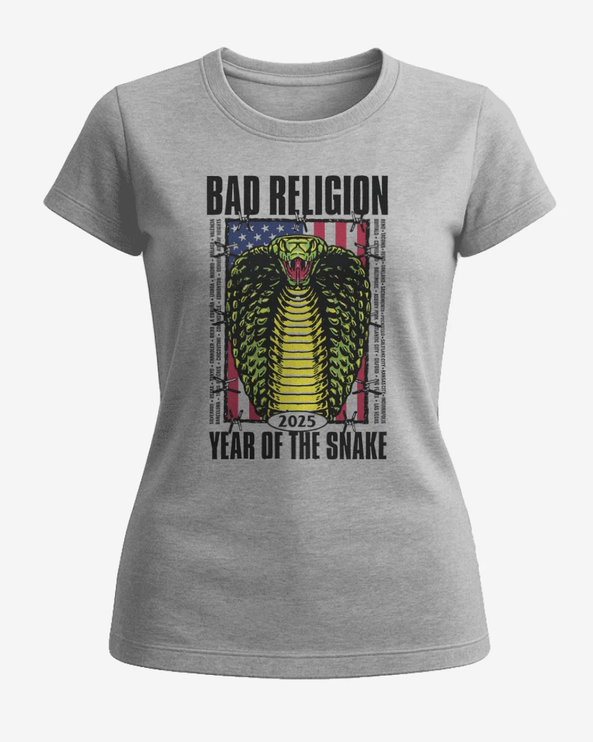 Polera de Mujer Gris Melange de Bad Religion Snake 