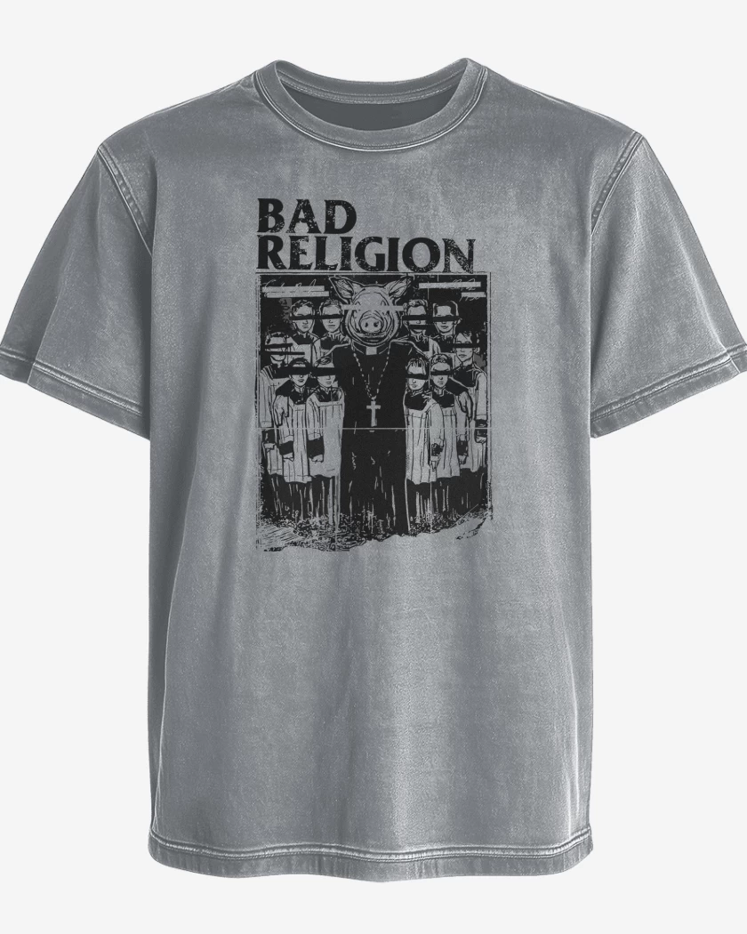 Polera desgastada Gris Melange de Bad Religion Pig