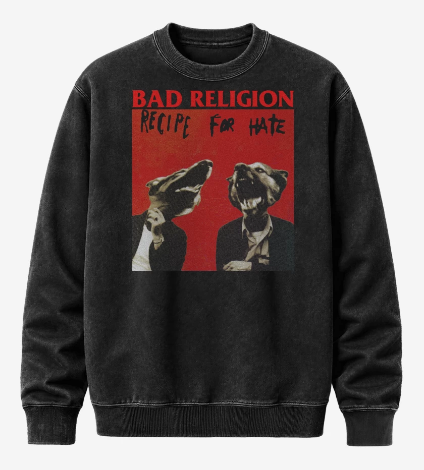 Poleron Polo Acid Wash Negro de Bad Religion Recipe For Hate 