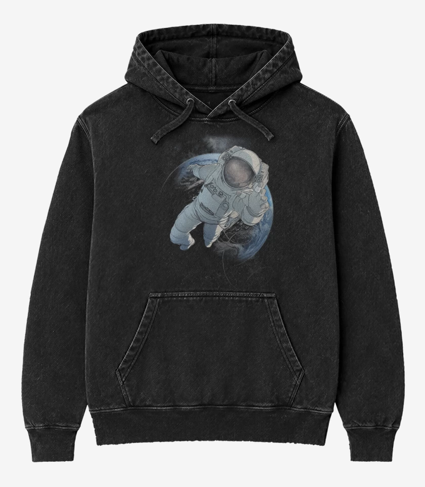 Poleron Canguro Acid Wash Negro de Espcaciofull color