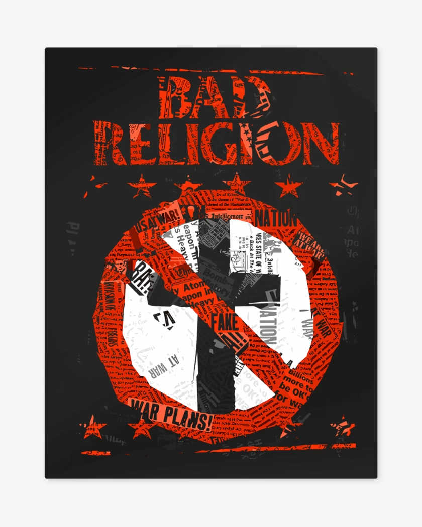 Print metalico Negro de Bad Religion Cruz