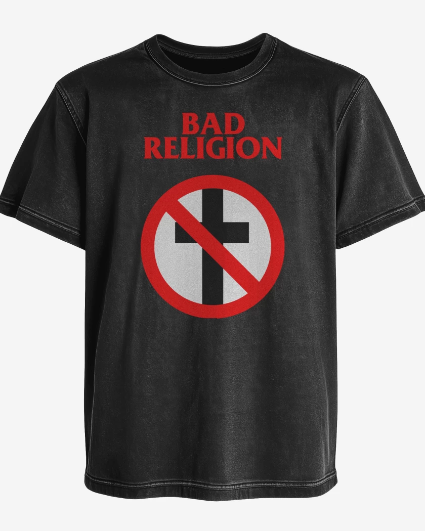 Polera desgastada Negro de Bad Religion Logo