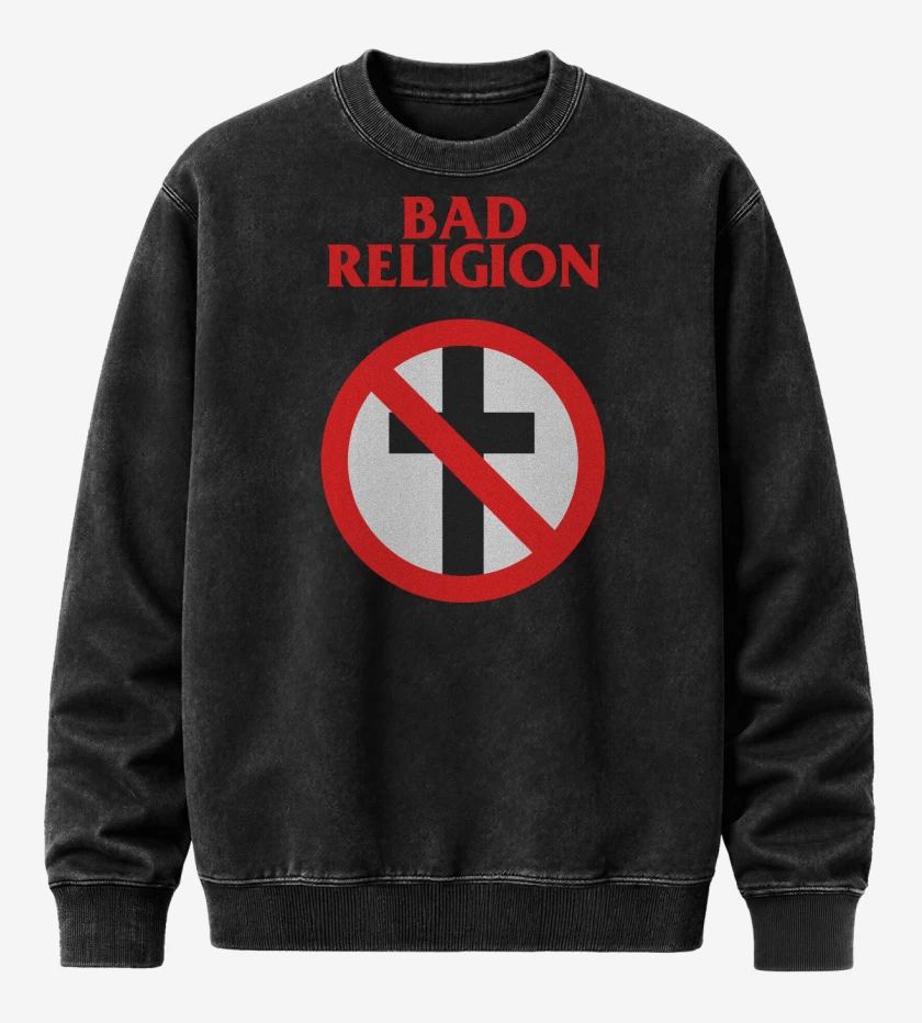 Poleron Polo Acid Wash Negro de Bad Religion Logo
