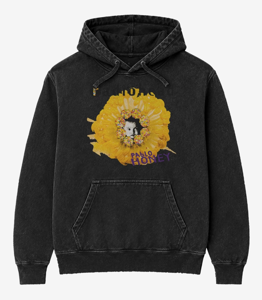 Poleron Canguro Acid Wash Negro de Pablo Honey